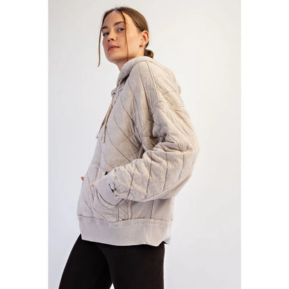 Mineral Washed Quilt Quarter Zip Hoodie