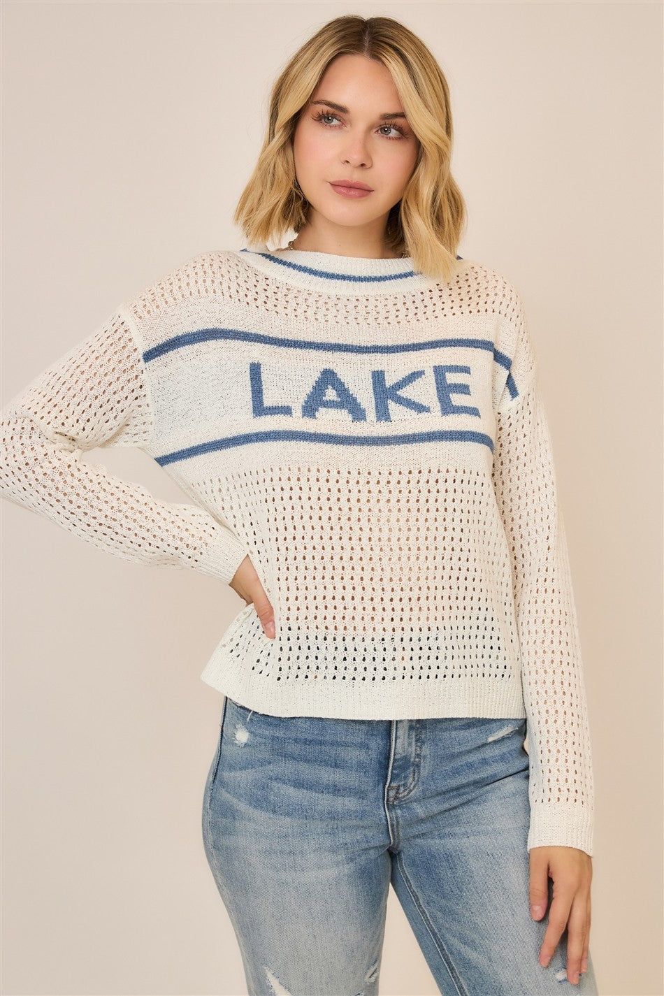 Open Light Knit Lake Pullover Sweater
