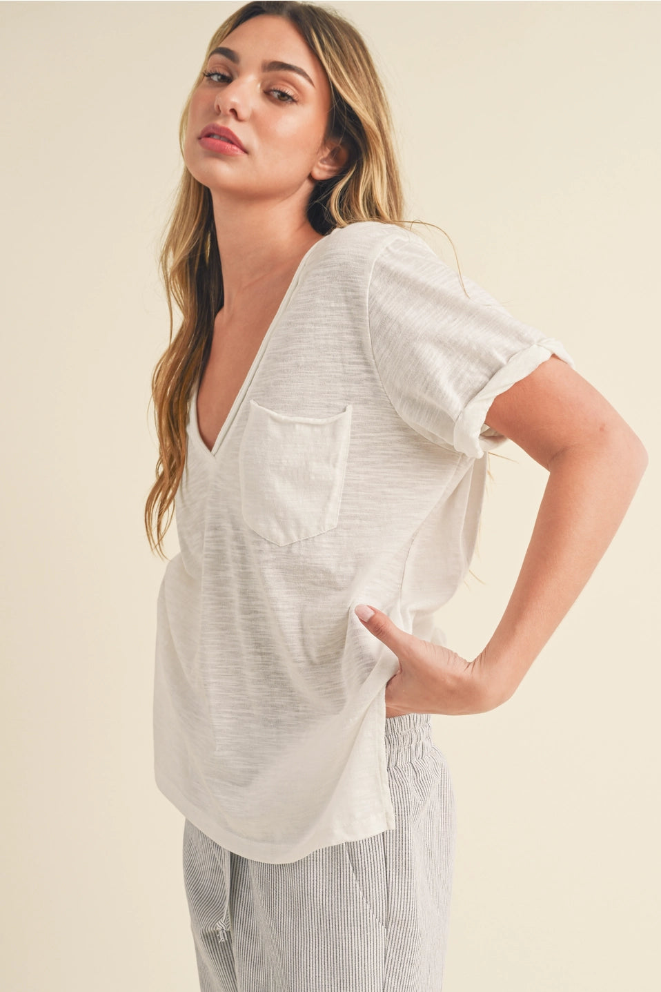 Zoie V-Neck Short Sleeve Top