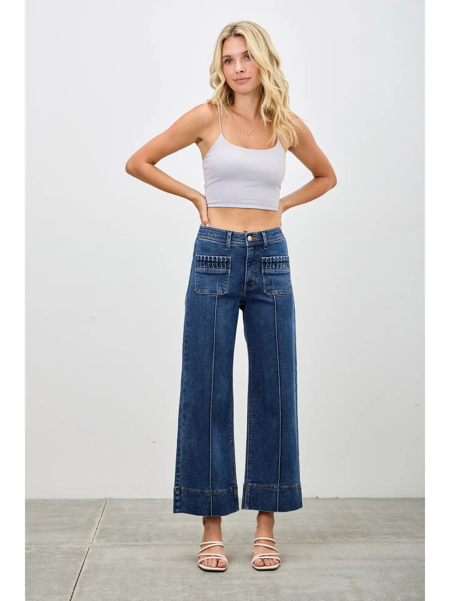 Mid Rise Wide Crop Jeans