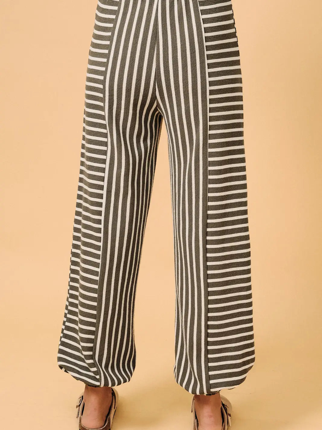 Waist Strap Tie Stripe Parachute Pants