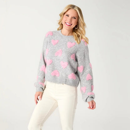 Multi Heart Crew Neck Sweater