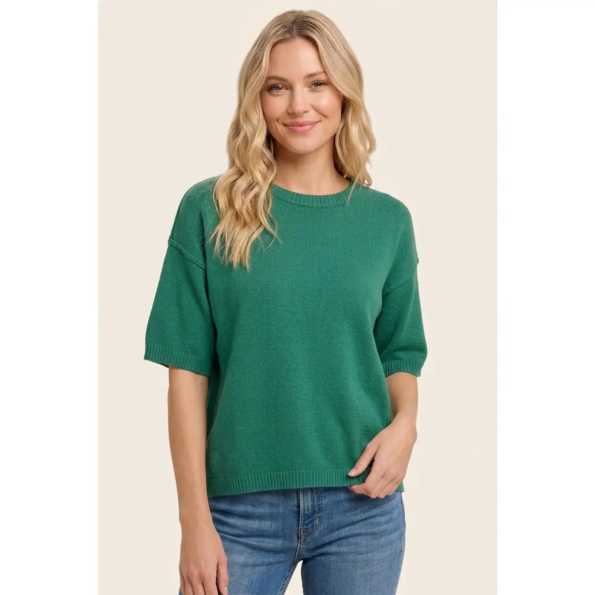 Elbow Sleeve Solid Sweater