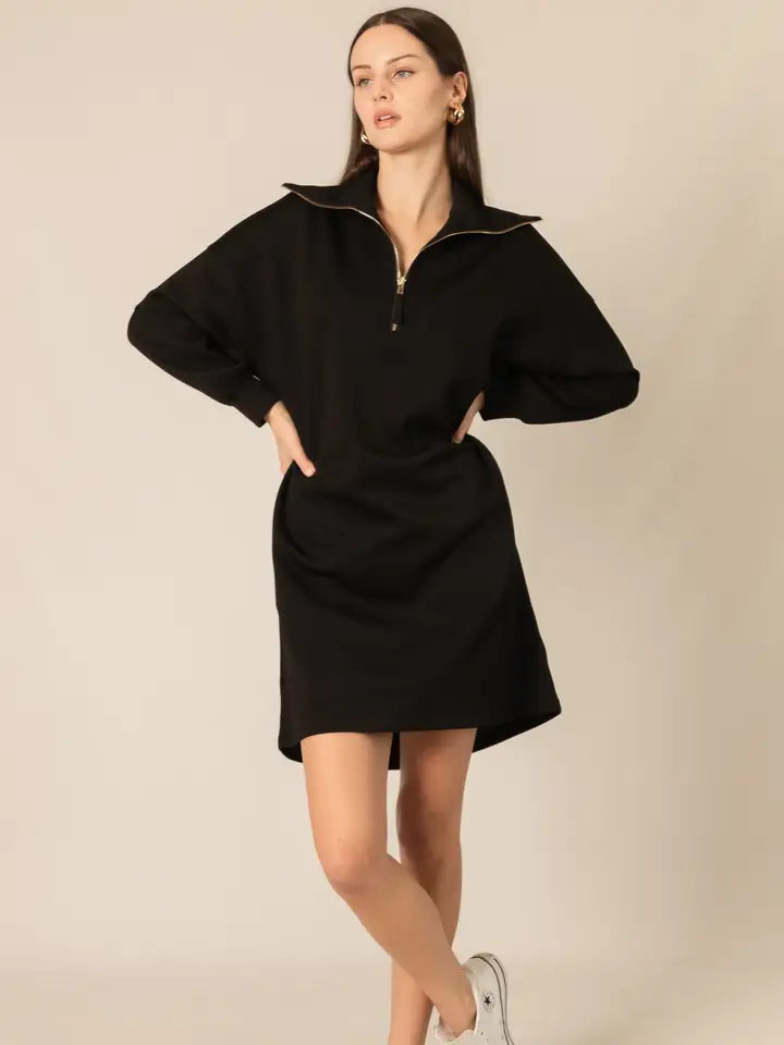 Butter Modal Quarter Zip Up Long Sleeve Dress