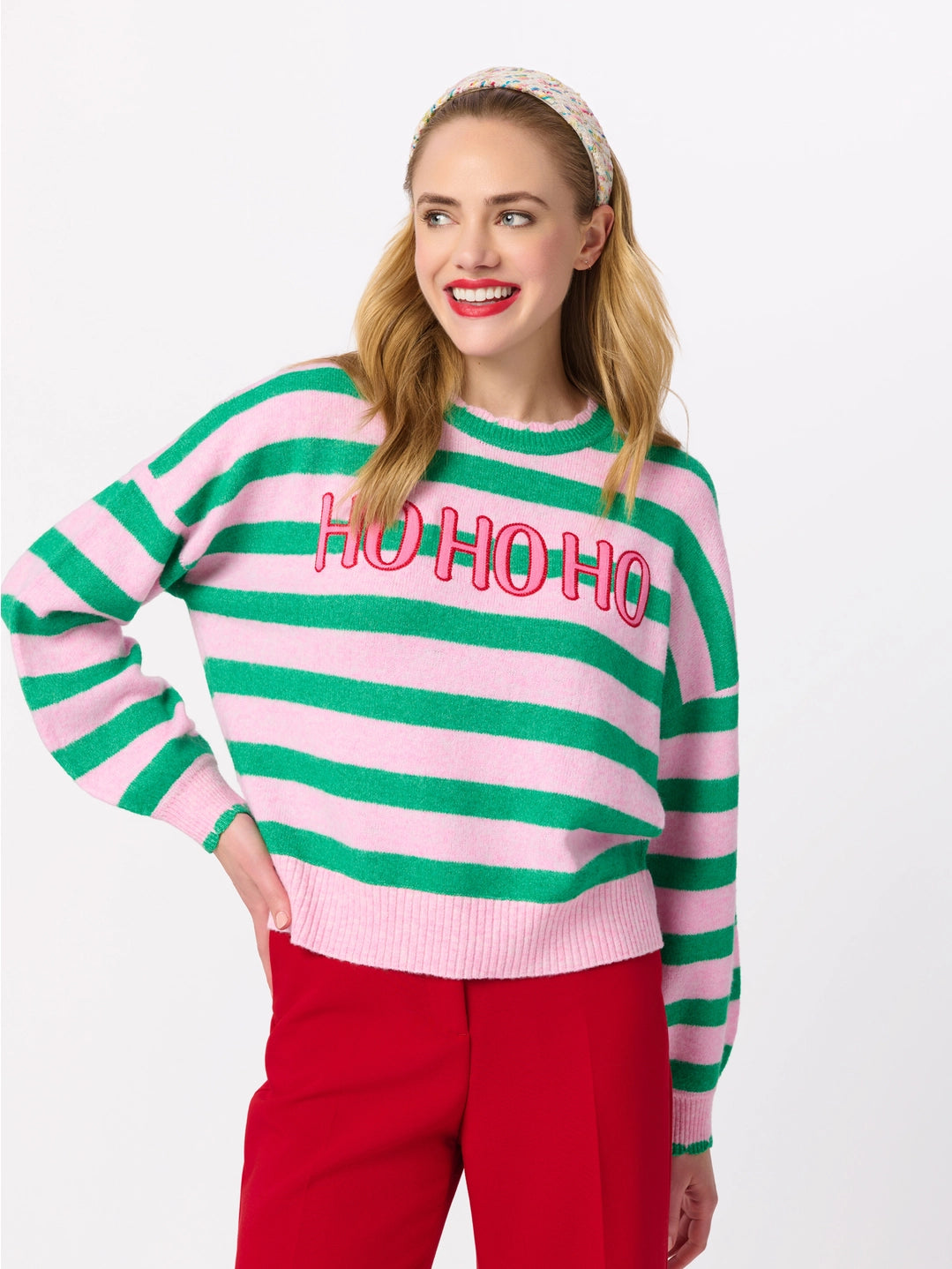 Ho Ho Ho Scallop Trim Relaxed Sweater