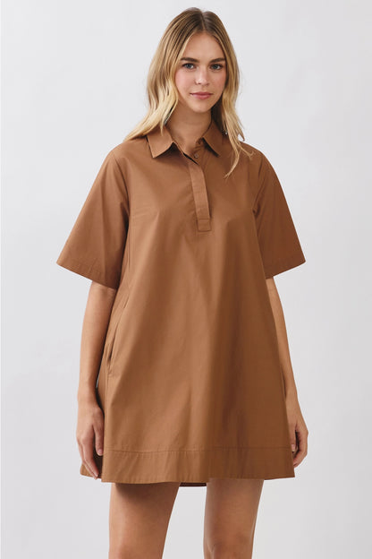 Solid Shirt Mini Dress
