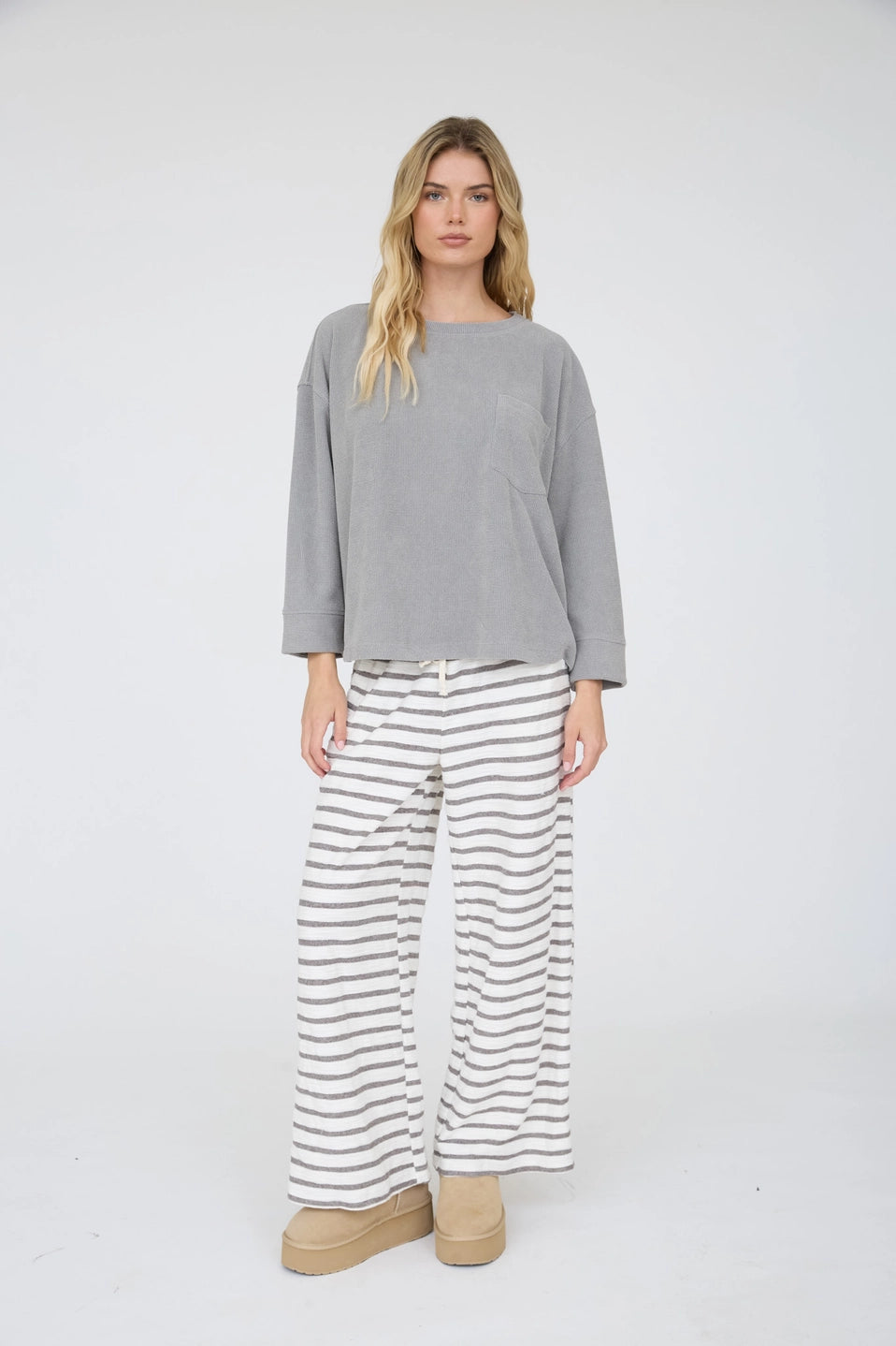 Oversized Long Sleeve Textured Knit Top