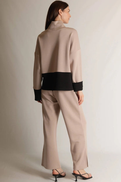 Butter Modal Color Block Mock Neck Top