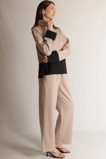 Butter Modal Color Block Mock Neck Top