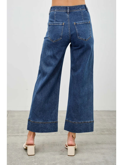 Mid Rise Wide Crop Jeans