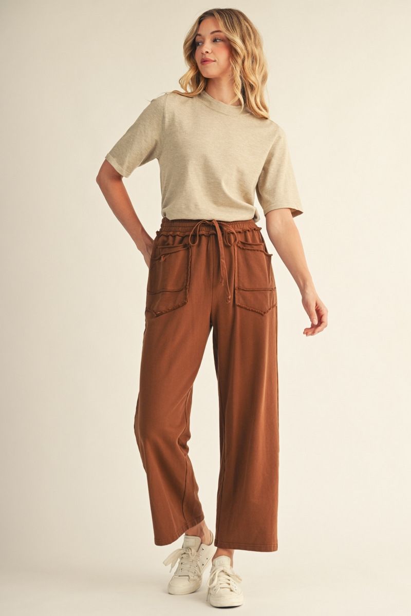 Drawstring Waist Wide Leg Sweatpants