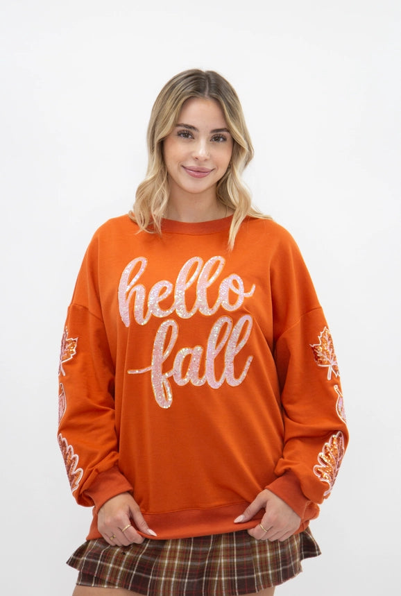 Sequin Hello Fall Top
