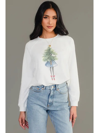 Girl with Christmas Tree Sweatshirt