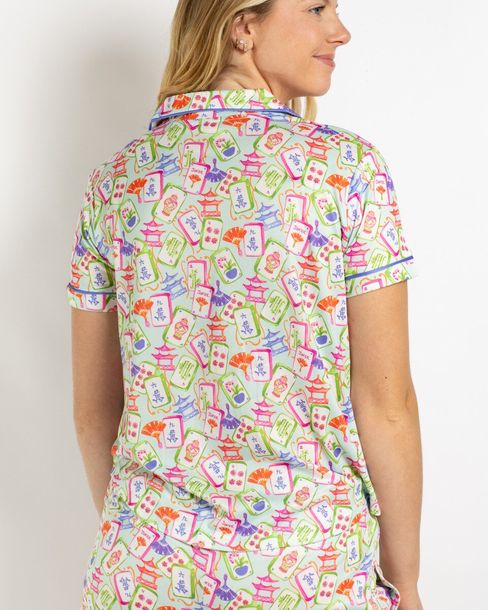Mahjong Dreams Button Up Sleep Shirt