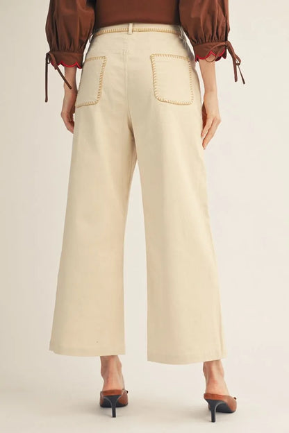 Beige High Waist Wide Leg Pants