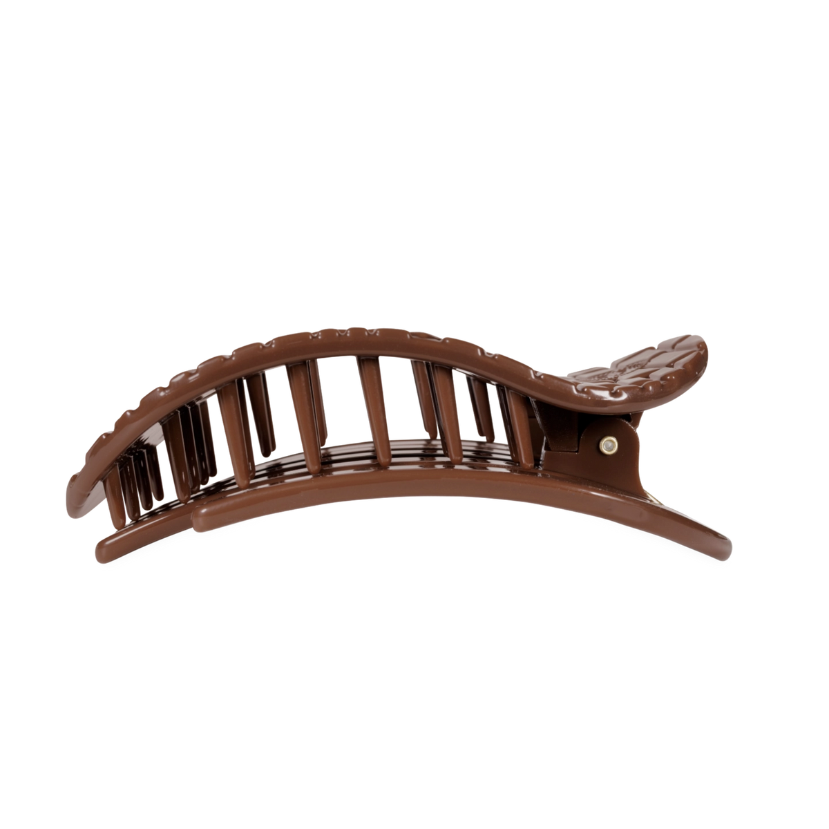 Flat Round Hair Clip | Brown Crocodile | Large