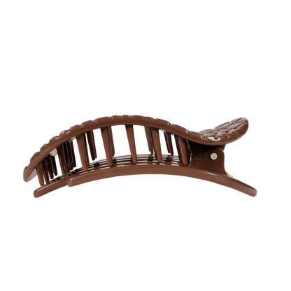Flat Round Hair Clip | Brown Crocodile | Large