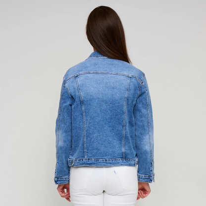 Sadi Distressed Button Up Denim Jacket