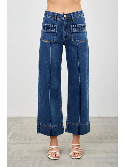 Mid Rise Wide Crop Jeans