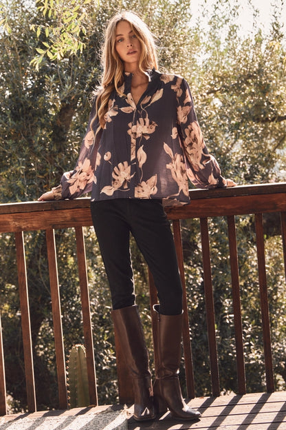 Floral Printed Long Sleeve Blouse