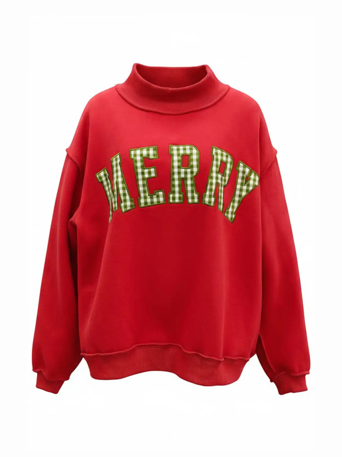 Merry Embroidered Mock Neck Sweatshirt