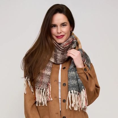 Callen Tartan Mustard Plaid Fringe Scarf