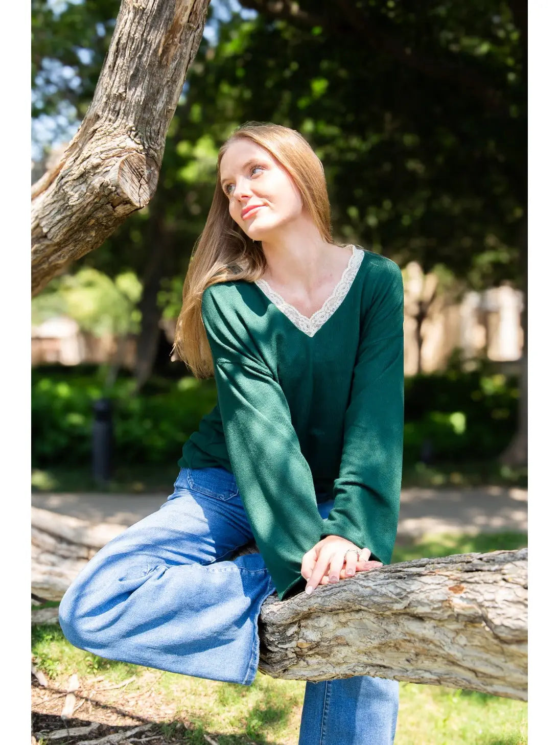 V-Neck Top with Lace Trim | 3 Colors Available