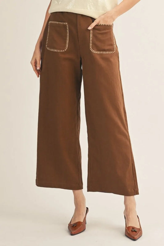 High Waist Wide Leg Solid Pants