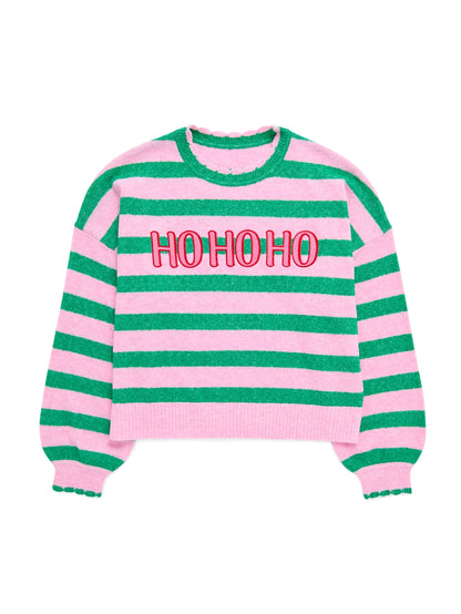 Ho Ho Ho Scallop Trim Relaxed Sweater