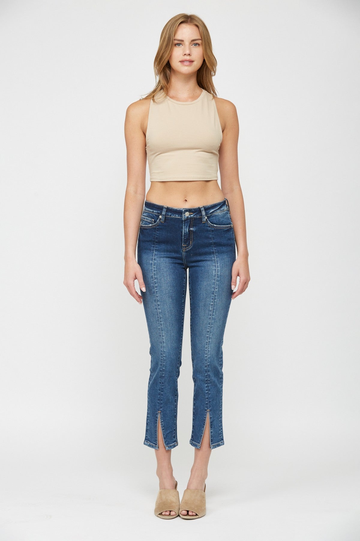 Mid-Rise Slim Crop Straight