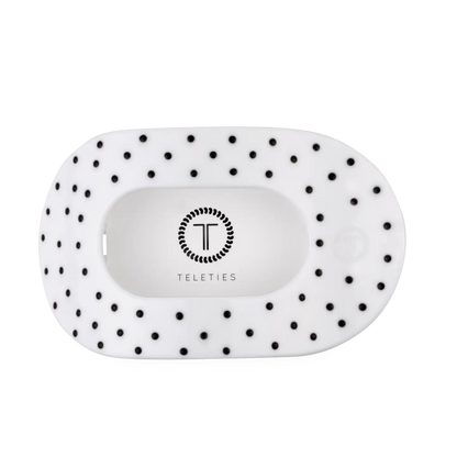 Flat Round Hair Clip | White Polka Dot Party | Large