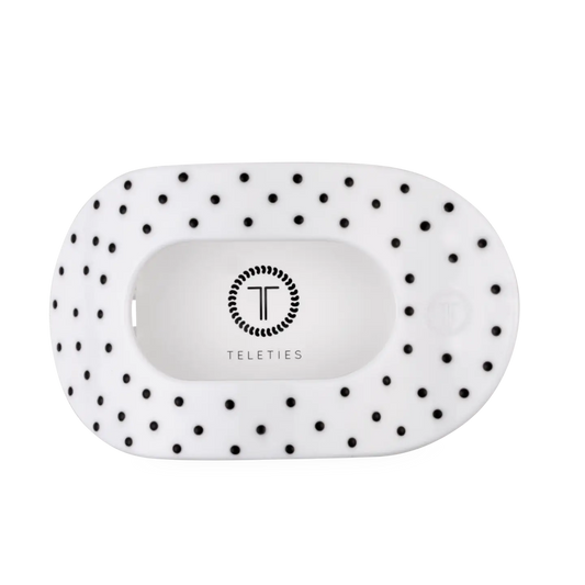 Flat Round Hair Clip | White Polka Dot Party | Large