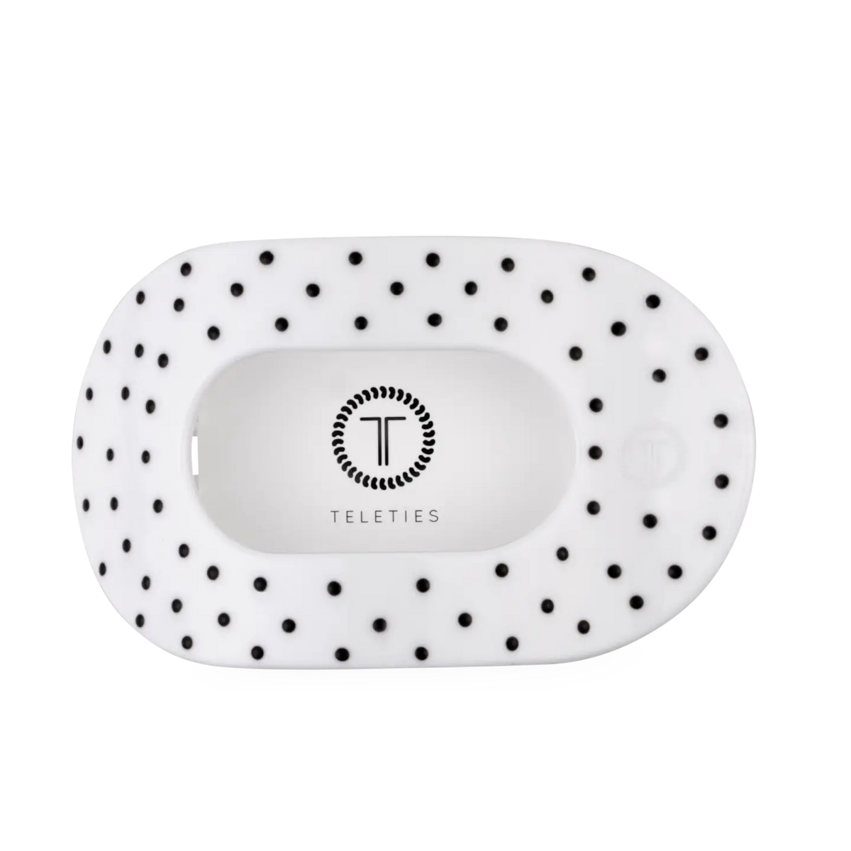 Flat Round Hair Clip | White Polka Dot Party | Medium