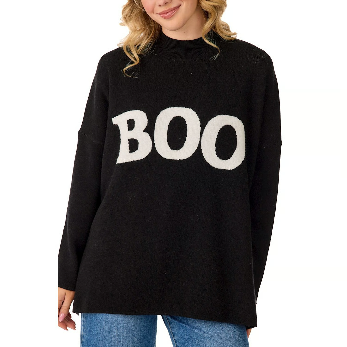 One Size Black Boo Sweater