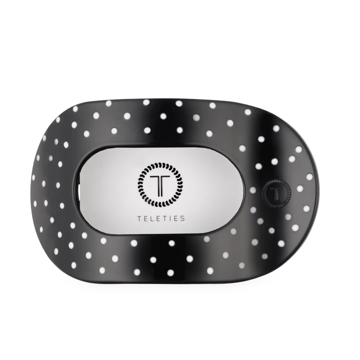 Flat Round Hair Clip | Black Polka Dot Party | Medium