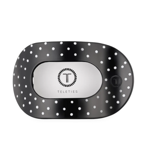 Flat Round Hair Clip | Black Polka Dot Party | Medium