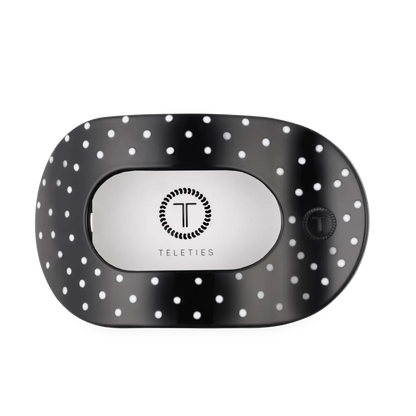 Flat Round Hair Clip | Black Polka Dot Party | Large