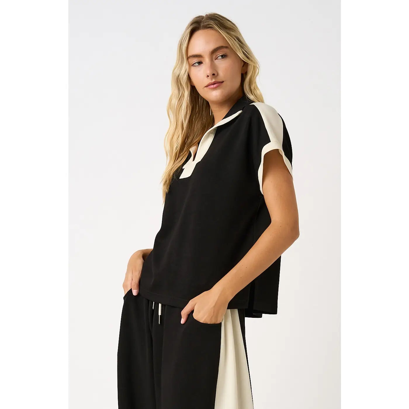 Striped Polo Short Sleeve Top