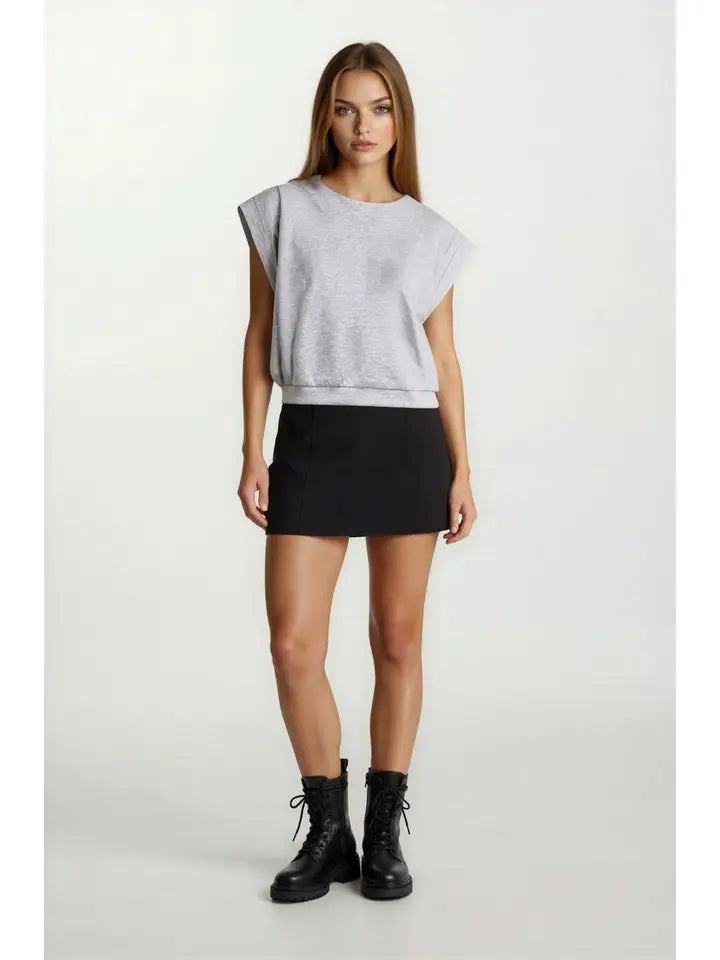Brushed Modal Drop Shoulder Pleated Top