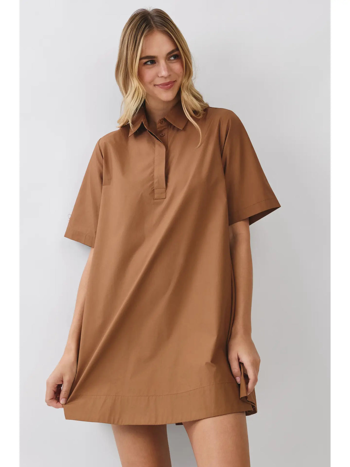 Solid Shirt Mini Dress
