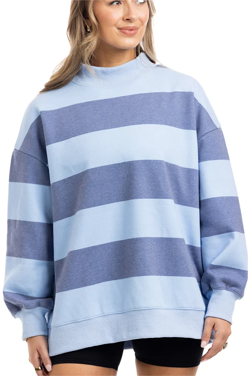Striped Mockneck Sweatshirt