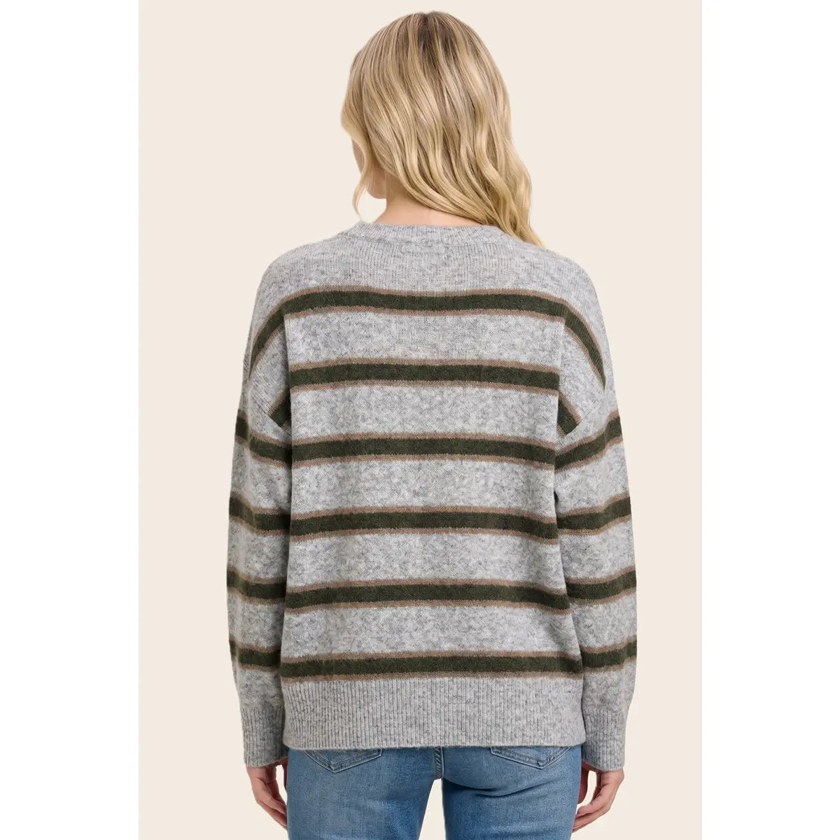 Pintucked Center Striped Sweater