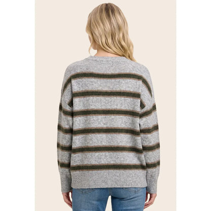 Pintucked Center Striped Sweater
