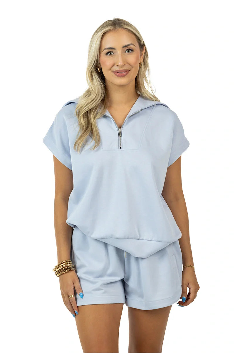 Light Blue Scuba Top
