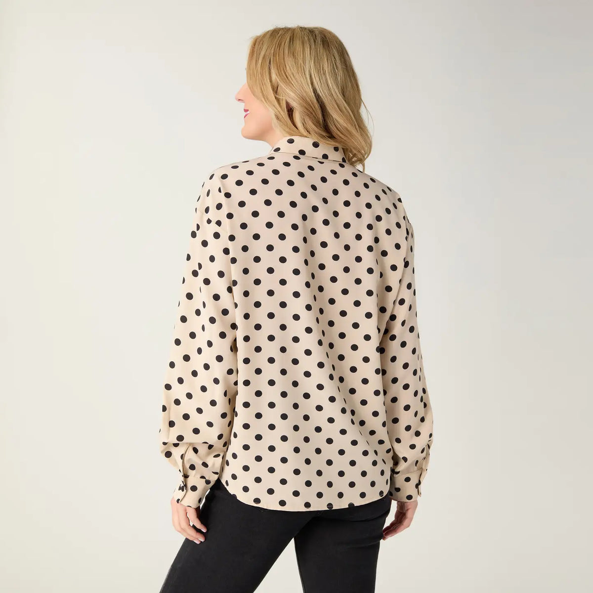 Dot Print Collared Blouse