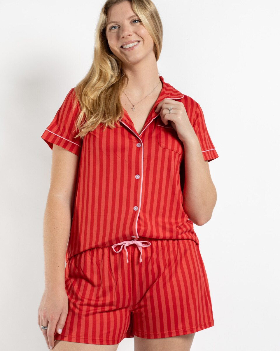 Carissa Stripe Button Up Sleep Shirt