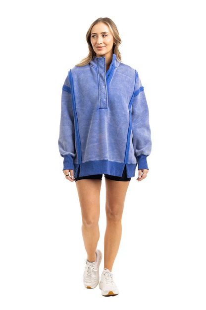 Vintage Wash Snap Neck Pullover