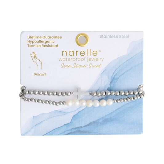 Narelle Pearl and Cross Bracelet Set