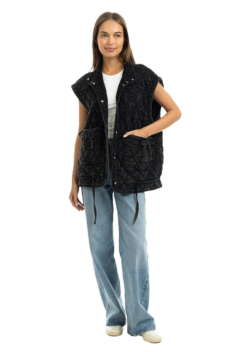Oversized Garment Washed Quilted Vest