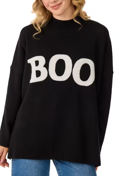 One Size Black Boo Sweater